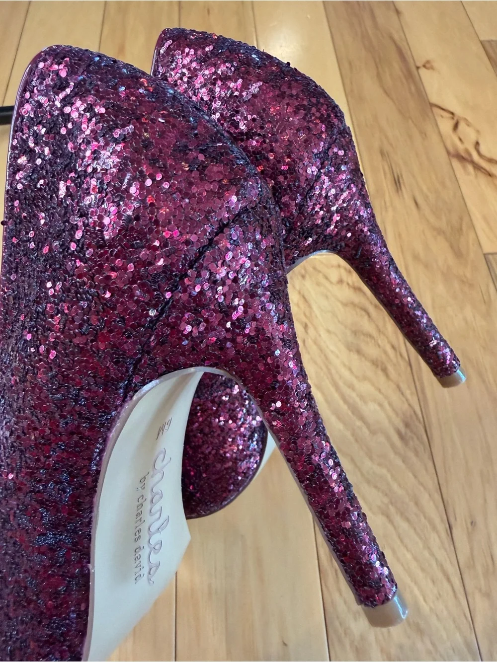 Charles by Charles David Pact Pink Glitter Stiletto Heels Pumps Size 6M